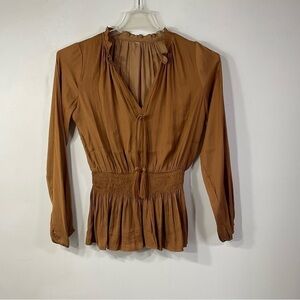 Philosophy Golden Brown Long Sleeve Blouse